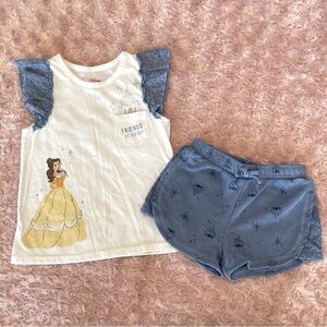 Girls Disney Princess Shorts and Top Outfit